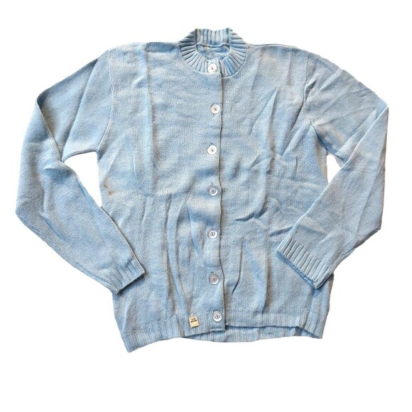Vintage 1940s -1950s Powder Blue Long Sleeve Cardigan Sweater - Picture 1 of 9